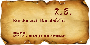 Kenderesi Barabás névjegykártya